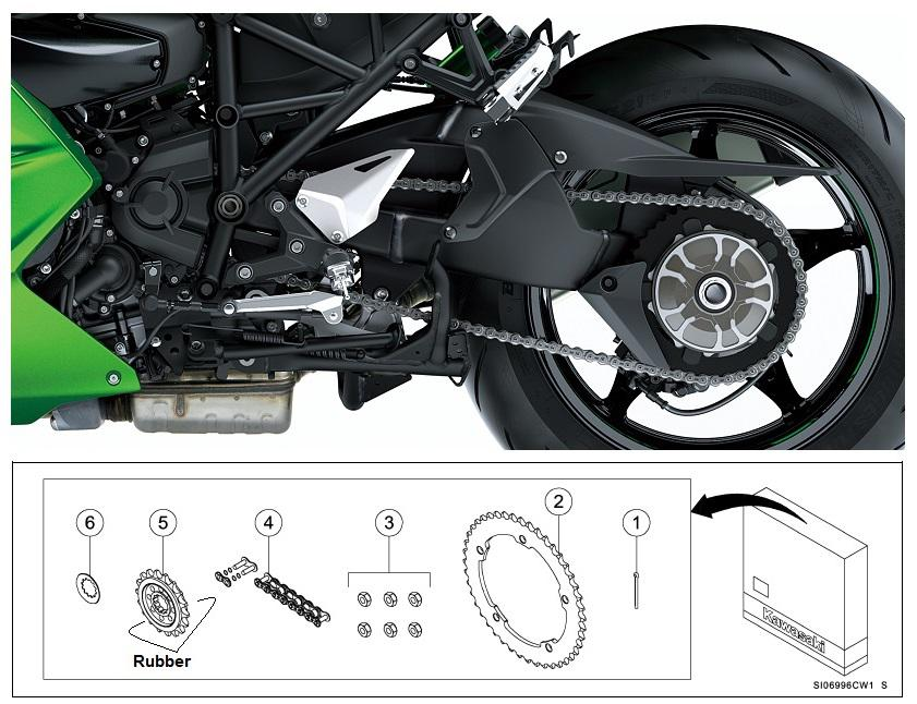 Kit original de cadena y piñones Ninja H2 SX/SE  (ZXT02A/B/D/P/R)