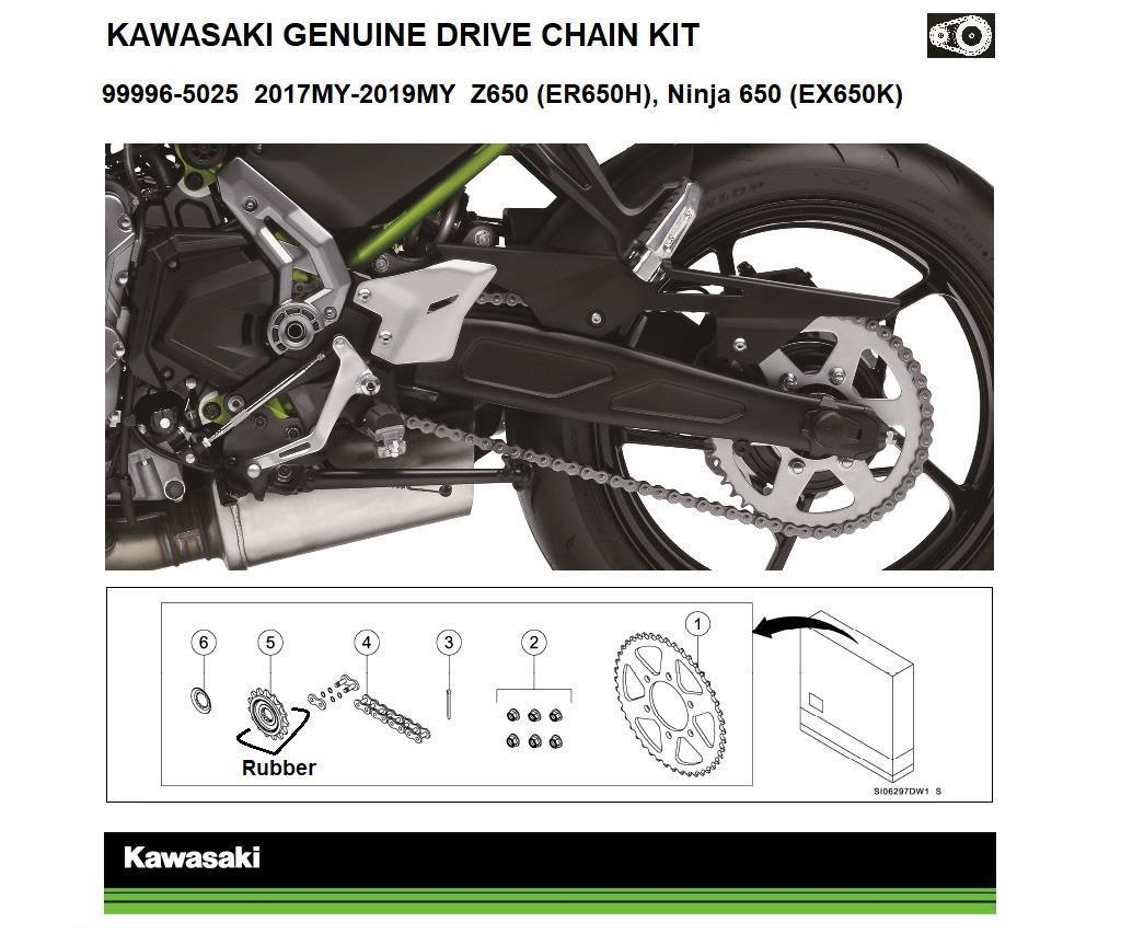 Kit original de cadena y piñones Ninja 650 y Z650 (EX650K/ER650H)