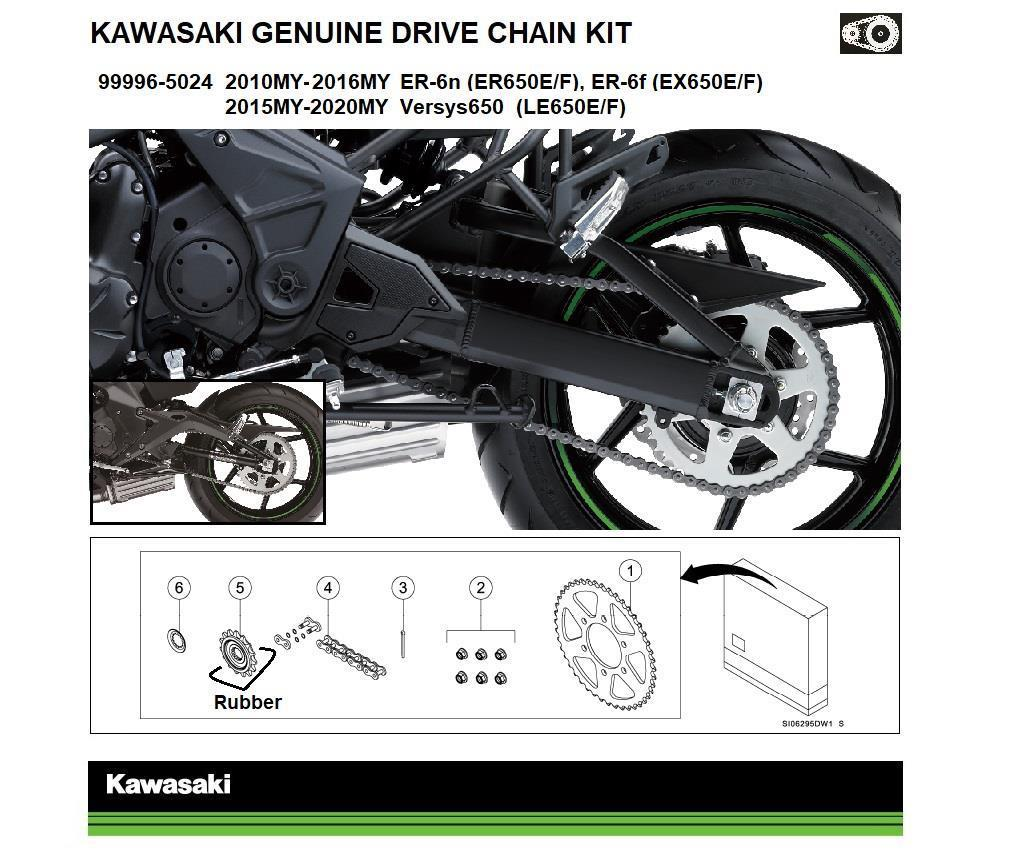 Kit original de cadena y piñones ER-6n/f y Versys 650 (ER/EX650E/F, LE650E/F)