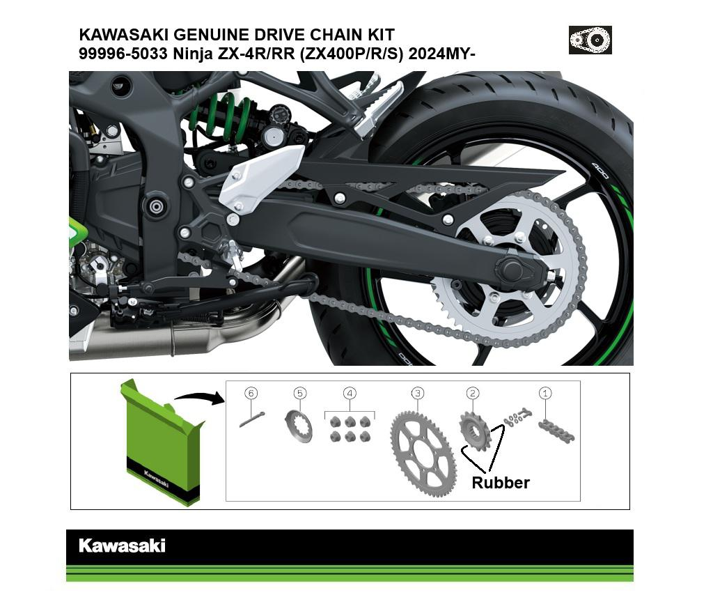 Kit original de cadena y piñones Ninja ZX-4R/RR (ZX400P/R/S)
