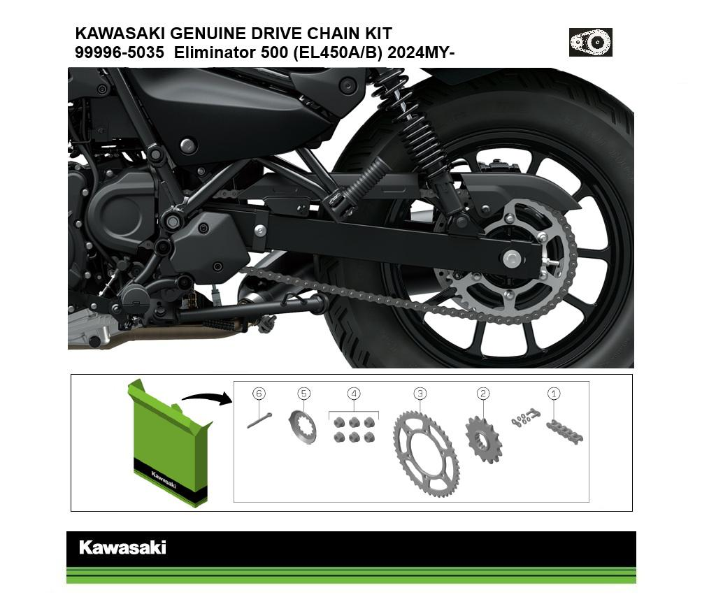 Kit original de cadena y piñones Eliminator 500/SE (EL450A/B)