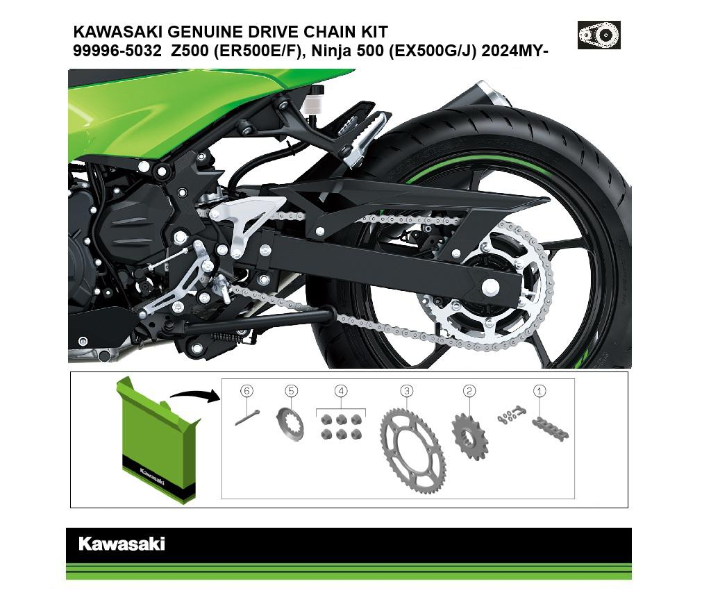 Kit original de cadena y piñones Ninja 500 y Z500 (ER500E/F/EX500G/J)